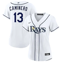 Junior Caminero Women's Nike  White Tampa Bay Rays Home Custom Replica 2.0 Jersey
