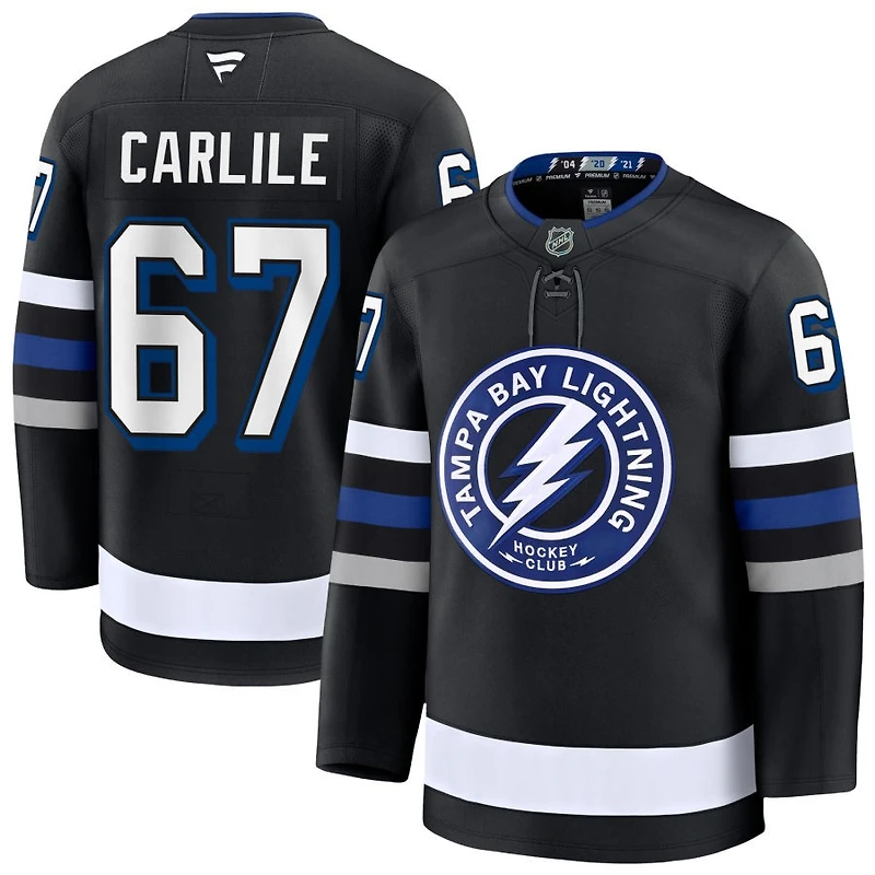 Declan Carlile Men's Fanatics Black Tampa Bay Lightning Alternate Premium Custom Jersey