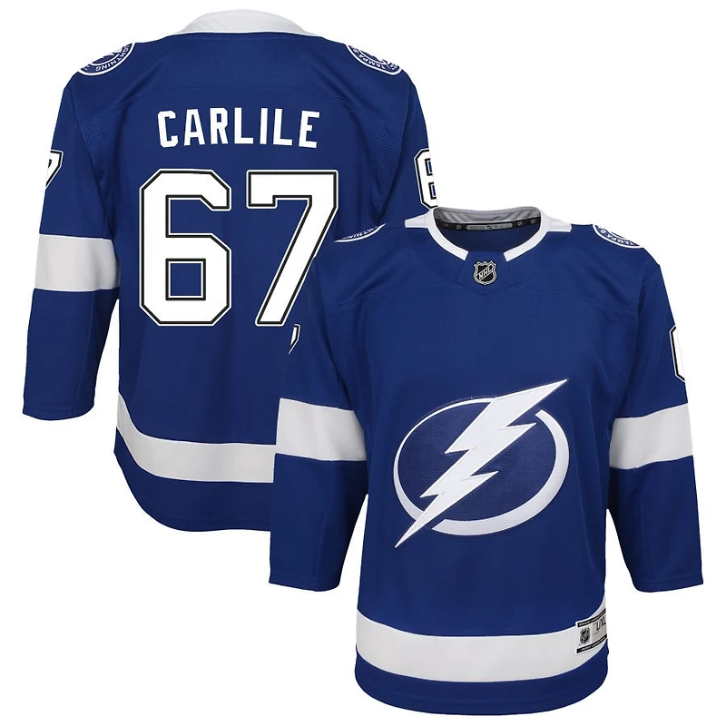 Declan Carlile Youth Blue Tampa Bay Lightning Home Custom Premier Jersey