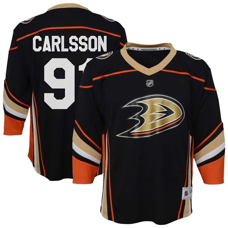 Leo Carlsson Youth  Black Anaheim Ducks Home Replica Custom Jersey