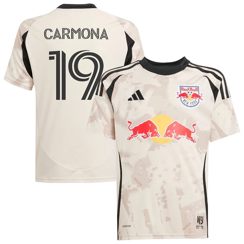 Wikelman Carmona Youth adidas  Tan New York Red Bulls 2025 Stone Kit Replica Custom Jersey