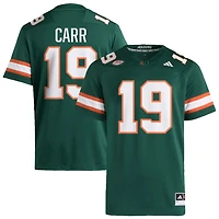 Ny Carr Men's adidas  Green Miami Hurricanes NIL Pick-A-Player Alternate Premier Football Jersey