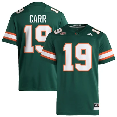 Ny Carr Men's adidas  Green Miami Hurricanes NIL Pick-A-Player Alternate Premier Football Jersey