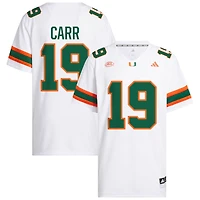 Ny Carr Men's adidas  White Miami Hurricanes NIL Pick-A-Player White Premier Football Jersey