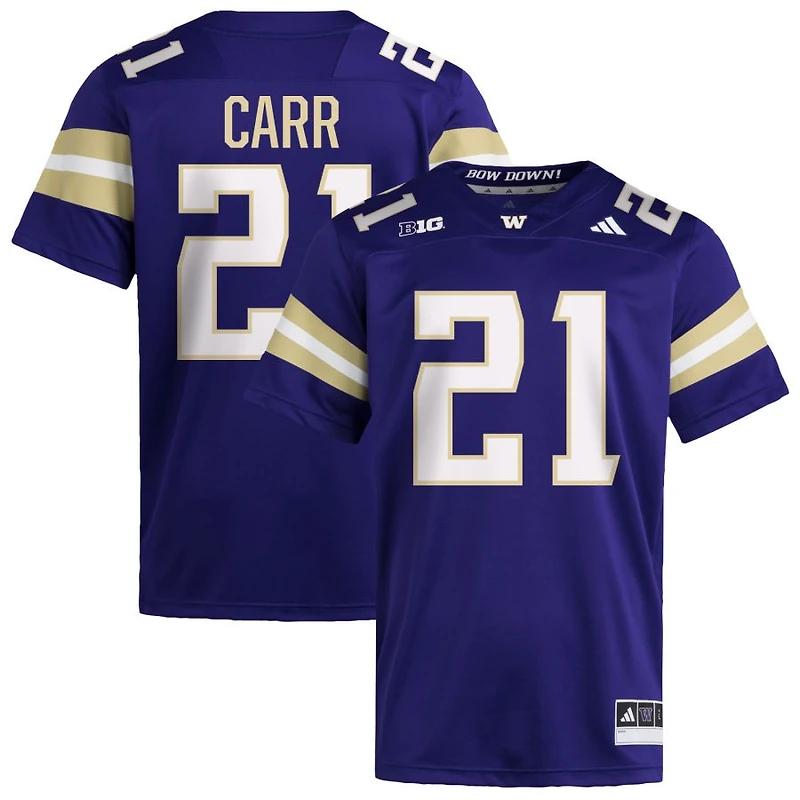 Quaid Carr Men's adidas  Purple Washington Huskies NIL Pick-A-Player Home Premier Football Jersey