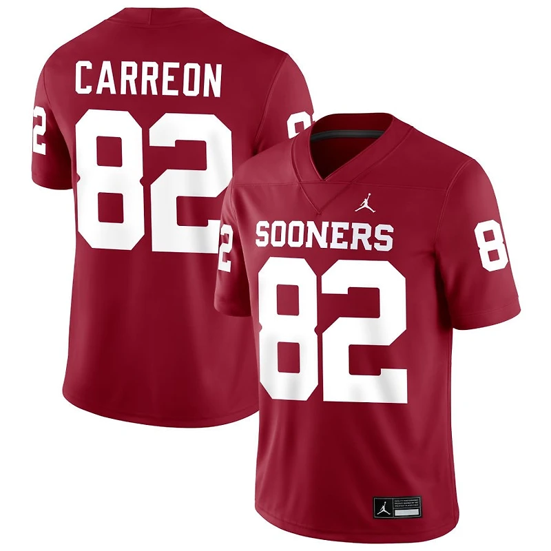 Ivan Carreon Men's Jordan Brand Crimson Oklahoma Sooners NIL Pick-A-Player Football Replica Jersey