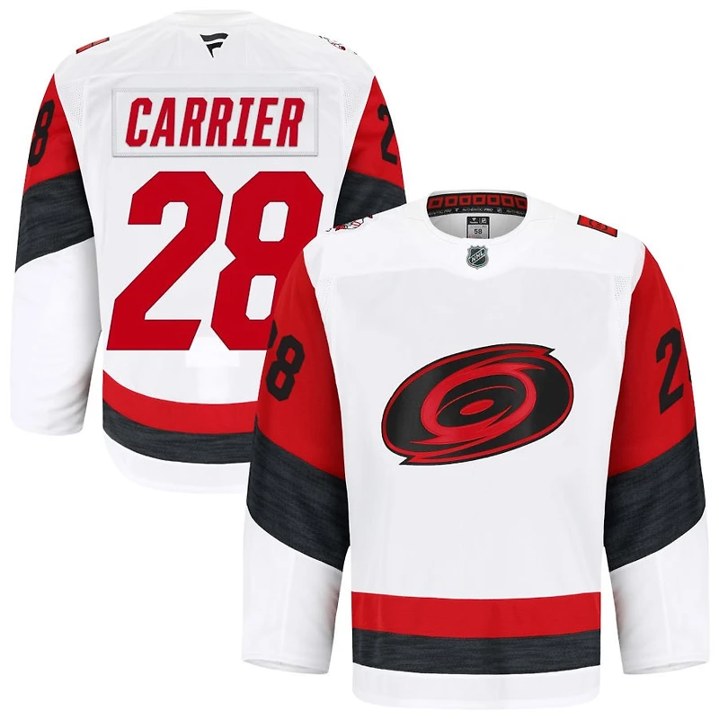 William Carrier Men's Fanatics White Carolina Hurricanes Away Authentic Pro Custom Jersey