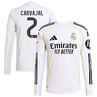 Dani Carvajal Men's adidas White Real Madrid 2025/26 Home Authentic Long Sleeve Custom Jersey