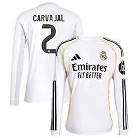 Dani Carvajal Men's adidas White Real Madrid 2025/26 Home Replica Long Sleeve Custom Jersey