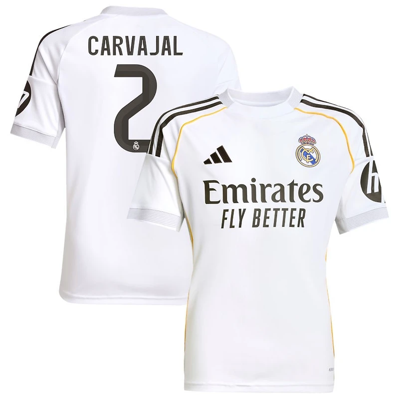 Dani Carvajal Youth adidas White Real Madrid 2025/26 Home Replica Custom Jersey