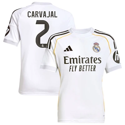 Dani Carvajal Youth adidas White Real Madrid 2025/26 Home Replica Custom Jersey