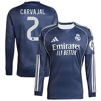 Dani Carvajal Men's adidas Blue Real Madrid 2025/26 Away Long Sleeve Replica Custom Jersey