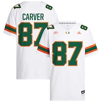 Hunter Carver Men's adidas  White Miami Hurricanes NIL Pick-A-Player White Premier Football Jersey