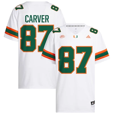 Hunter Carver Men's adidas  White Miami Hurricanes NIL Pick-A-Player White Premier Football Jersey
