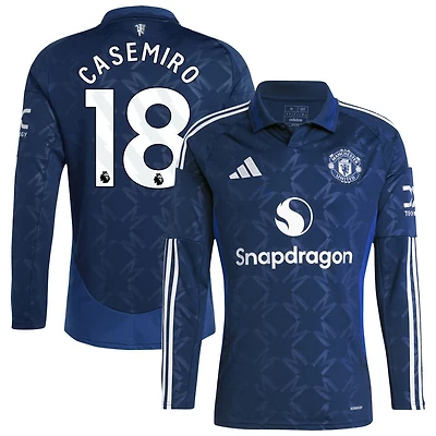 Casemiro Casemiro Men's adidas  Navy Manchester United 2024/25 Away Replica Long Sleeve Custom Jersey