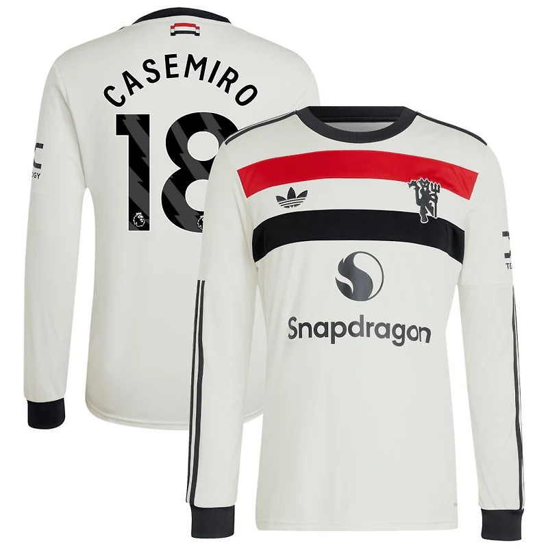 Casemiro Casemiro Men's adidas Originals  Cream Manchester United 2024/25 Third Custom Replica Long Sleeve Jersey