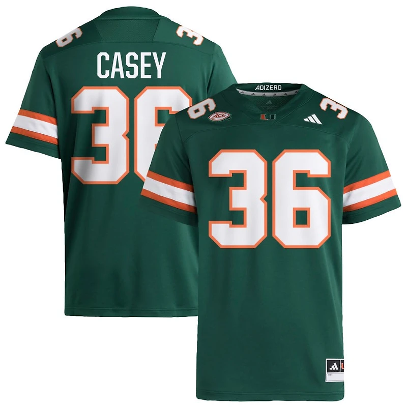 Logan Casey Men's adidas Green Miami Hurricanes NIL Pick-A-Player Alternate Premier Football Jersey