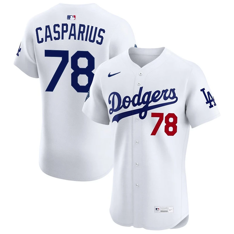 Ben Casparius Men's Nike White Los Angeles Dodgers Home Elite Sponsor Patch Custom Jersey