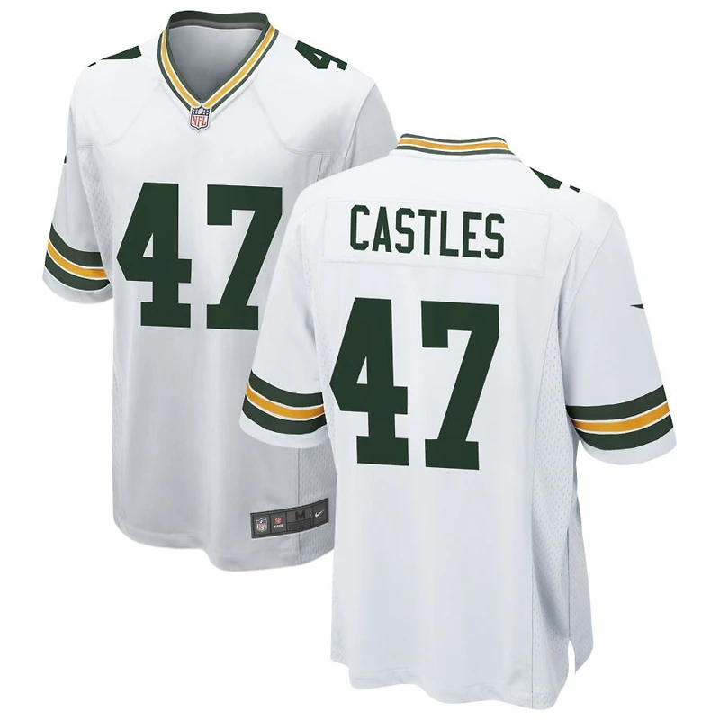 McCallan Castles Men's Nike White Green Bay Packers Custom Game Jersey