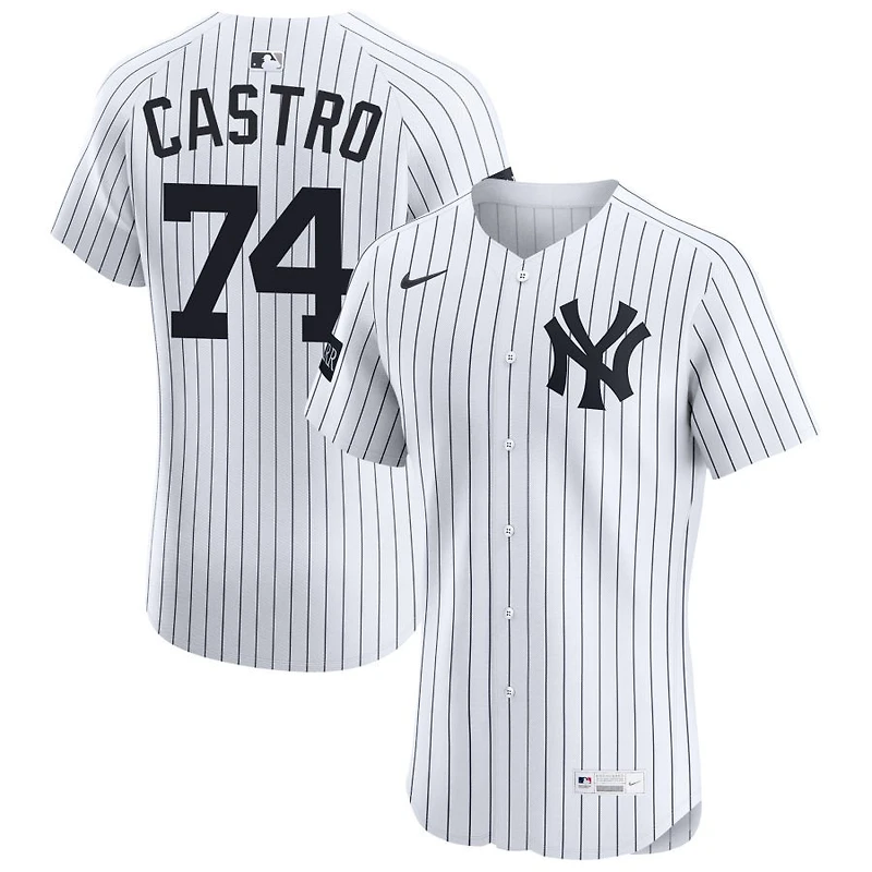 Kervin Castro Men's Nike White New York Yankees Home Elite Sponsor Patch Custom Jersey