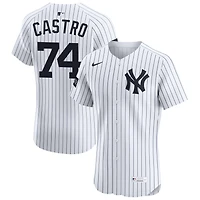 Kervin Castro Men's Nike White New York Yankees Home Elite Sponsor Patch Custom Jersey