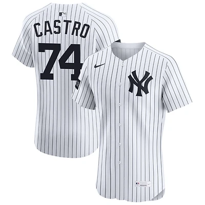 Kervin Castro Men's Nike White New York Yankees Home Elite Sponsor Patch Custom Jersey