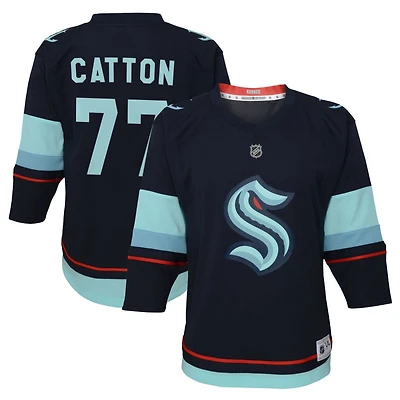 Berkly Catton Youth Navy Seattle Kraken Home Replica Custom Jersey