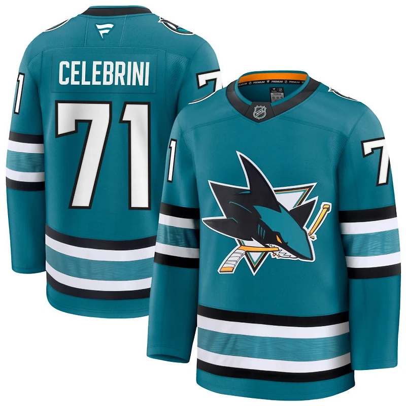 Macklin Celebrini Men's Fanatics Teal San Jose Sharks Home Premium Custom Jersey