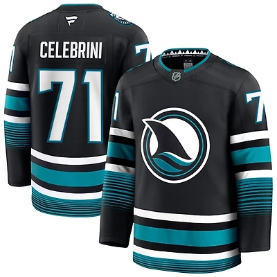 Macklin Celebrini Men's Fanatics Black San Jose Sharks Alternate Premium Custom Jersey