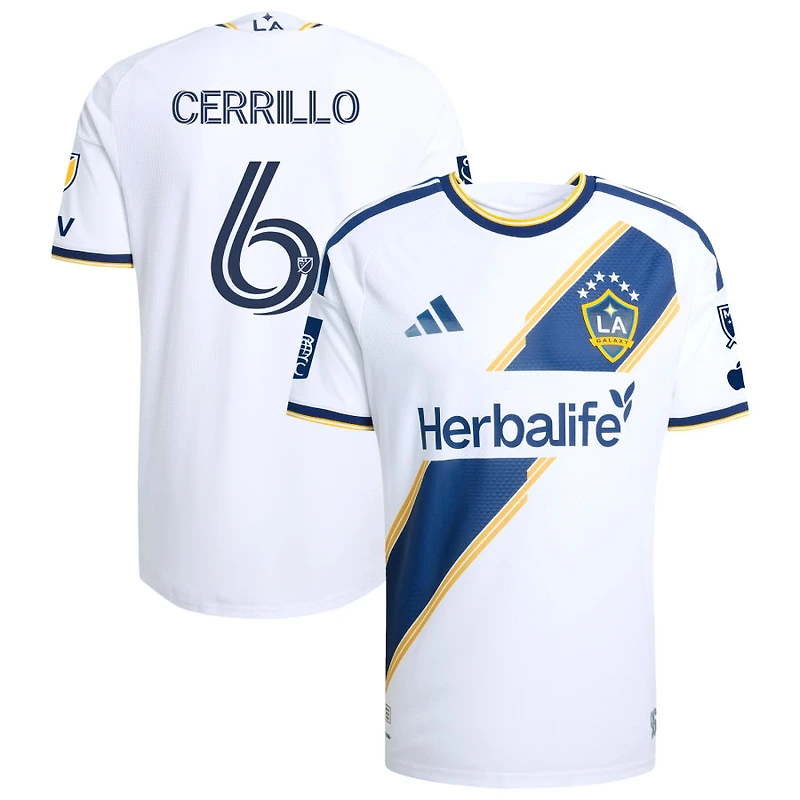 Edwin Cerrillo Men's adidas White LA Galaxy 2026 The VeloCITY Kit On-Field Authentic Patch Custom Jersey