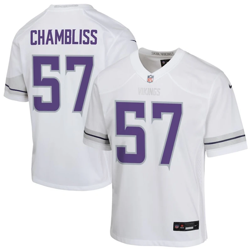 Chaz Chambliss Youth Nike White Minnesota Vikings Alternate Custom Game Jersey