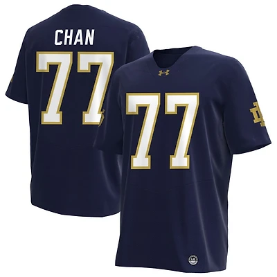 Ty Chan Men's Under Armour Navy Notre Dame Fighting Irish NIL Pick-A-Player Replica Football Jersey