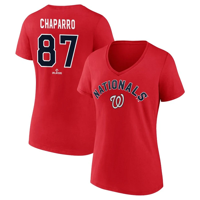 Women's Red Washington Nationals Personalized Winning Streak Name & Number V-Neck T-Shirt