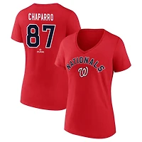 Women's Red Washington Nationals Personalized Winning Streak Name & Number V-Neck T-Shirt