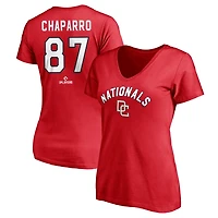 Women's Red Washington Nationals Cooperstown Winning Streak Personalized Name & Number V-Neck T-Shirt