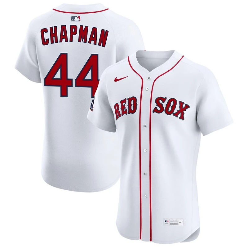 Aroldis Chapman Men's Nike White Boston Red Sox Home Elite Sponsor Patch Custom Jersey