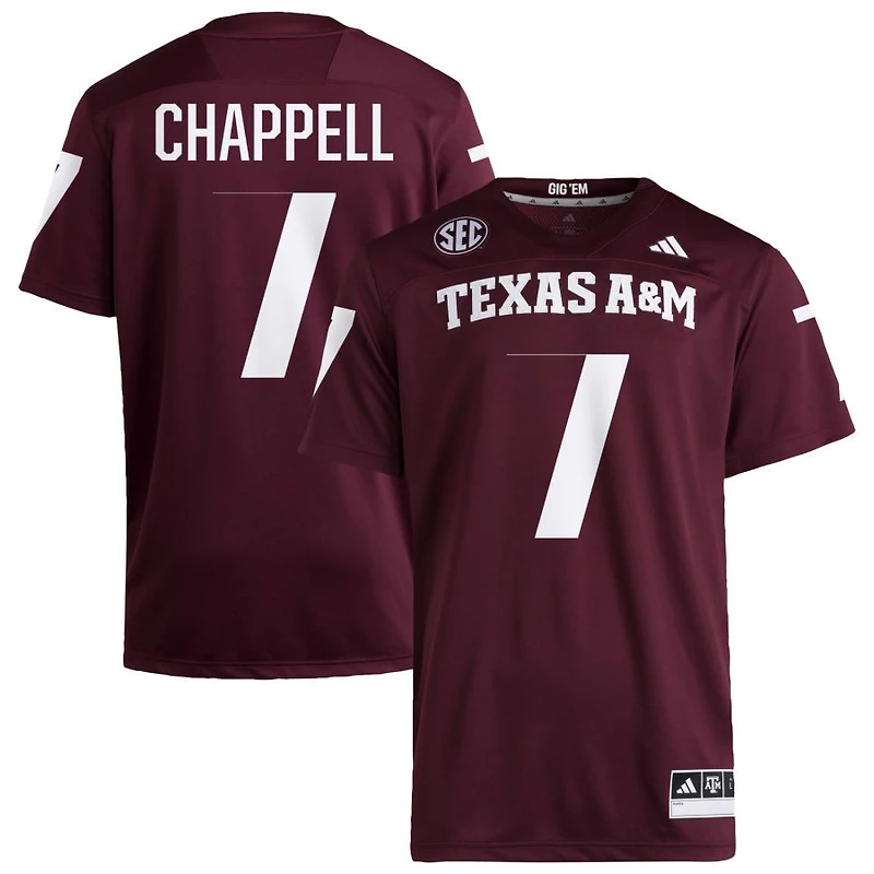 Tyreek Chappell Men's adidas  Maroon Texas A&M Aggies NIL Pick-A-Player Home Premier Football Jersey