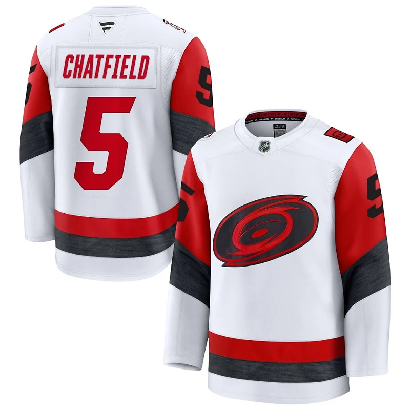 Jalen Chatfield Men's Fanatics White Carolina Hurricanes Away Premium Custom Jersey