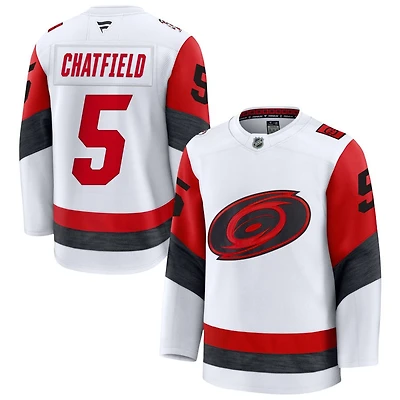 Jalen Chatfield Men's Fanatics White Carolina Hurricanes Away Premium Custom Jersey