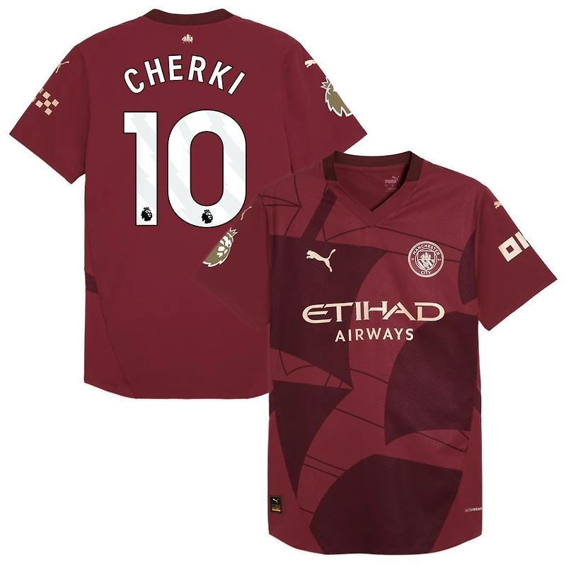 Rayan Cherki Men's Puma Burgundy Manchester City 2024/25 Third Authentic Custom Jersey
