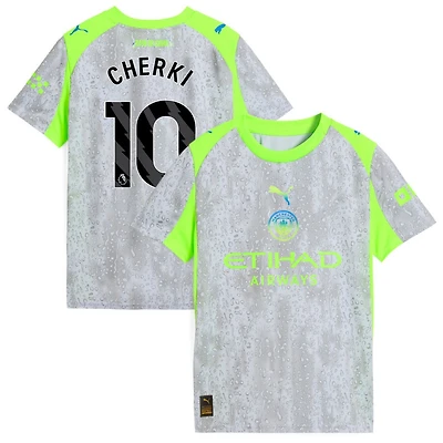 Rayan Cherki Youth Puma Green/Neon Green Manchester City 2025/26 Third Replica Custom Jersey