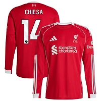 Federico Chiesa Men's adidas  Red Liverpool 2025/26 Home Custom Replica Long Sleeve Jersey