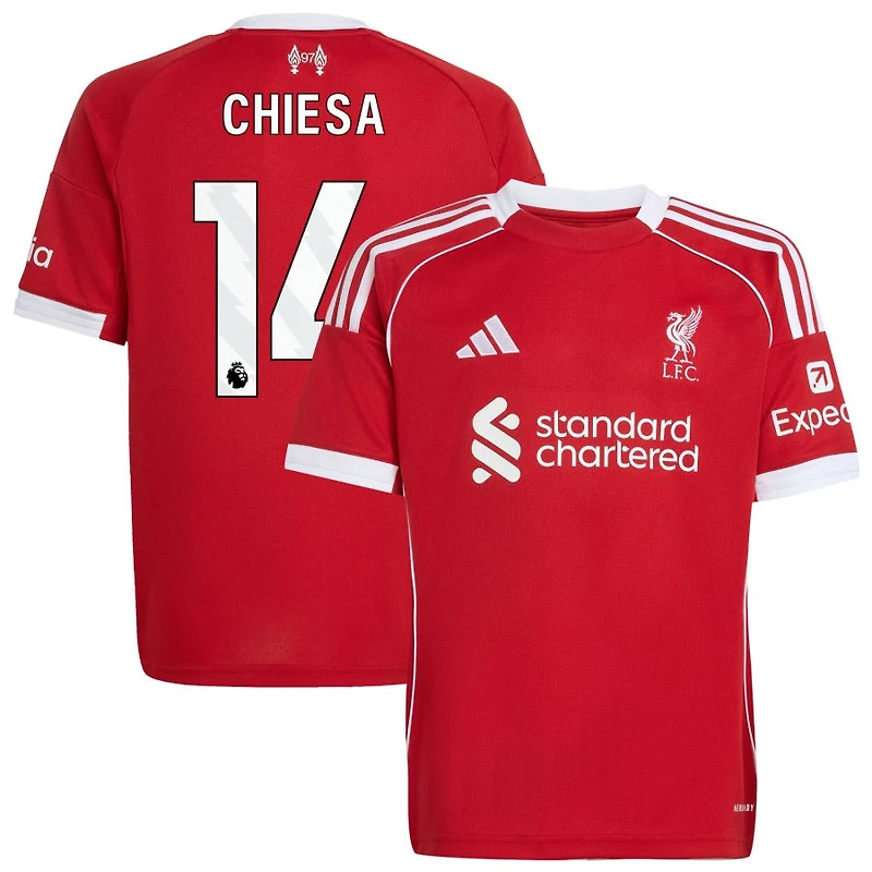 Federico Chiesa Youth adidas  Red Liverpool 2025/26 Home Custom Replica Jersey
