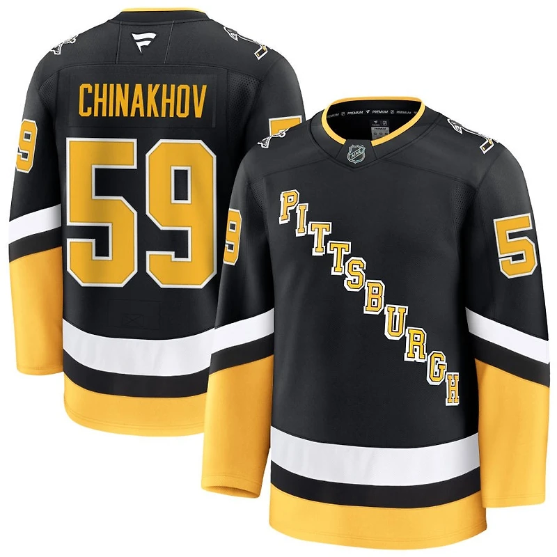 Yegor Chinakhov Men's Fanatics Black Pittsburgh Penguins Alternate Premium Custom Jersey