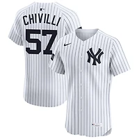 Angel Chivilli Men's Nike White New York Yankees Home Elite Sponsor Patch Custom Jersey