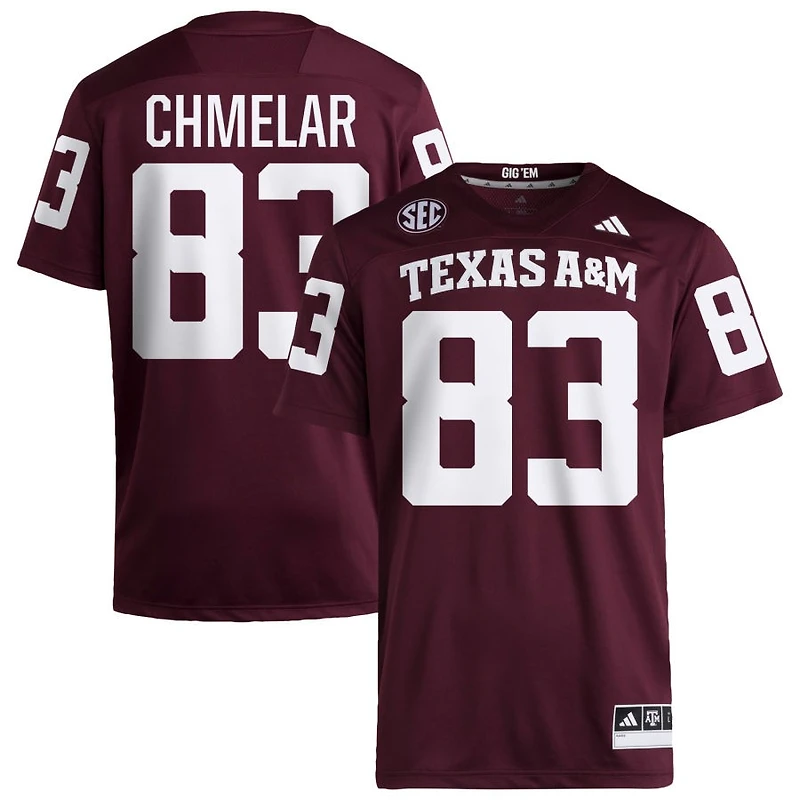 Colton Chmelar Men's adidas Maroon Texas A&M Aggies NIL Pick-A-Player Home Premier Football Jersey
