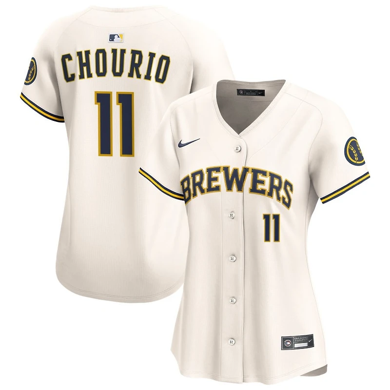 Jackson Chourio Women's Nike Cream Milwaukee Brewers Home Limited Custom Jersey