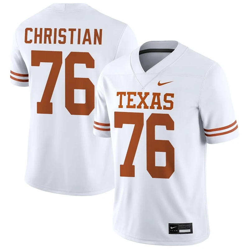 Jackson Christian Men's Nike White Texas Longhorns NIL Pick-A-Player Game Jersey