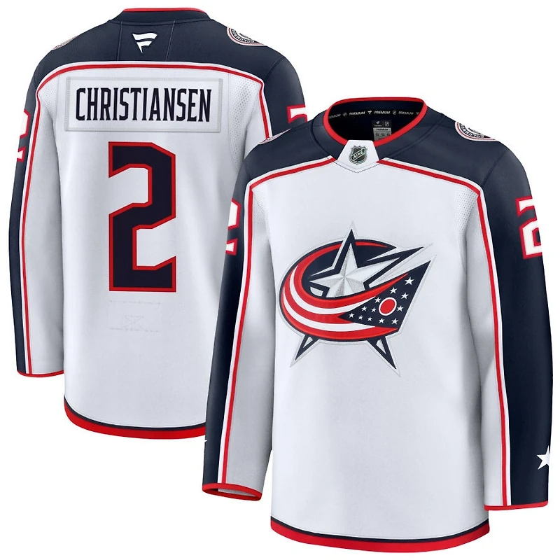 Jake Christiansen Men's Fanatics White Columbus Blue Jackets Away Premium Custom Jersey