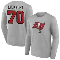 Men's Gray Tampa Bay Buccaneers Team Authentic Personalized Name & Number Long Sleeve T-Shirt